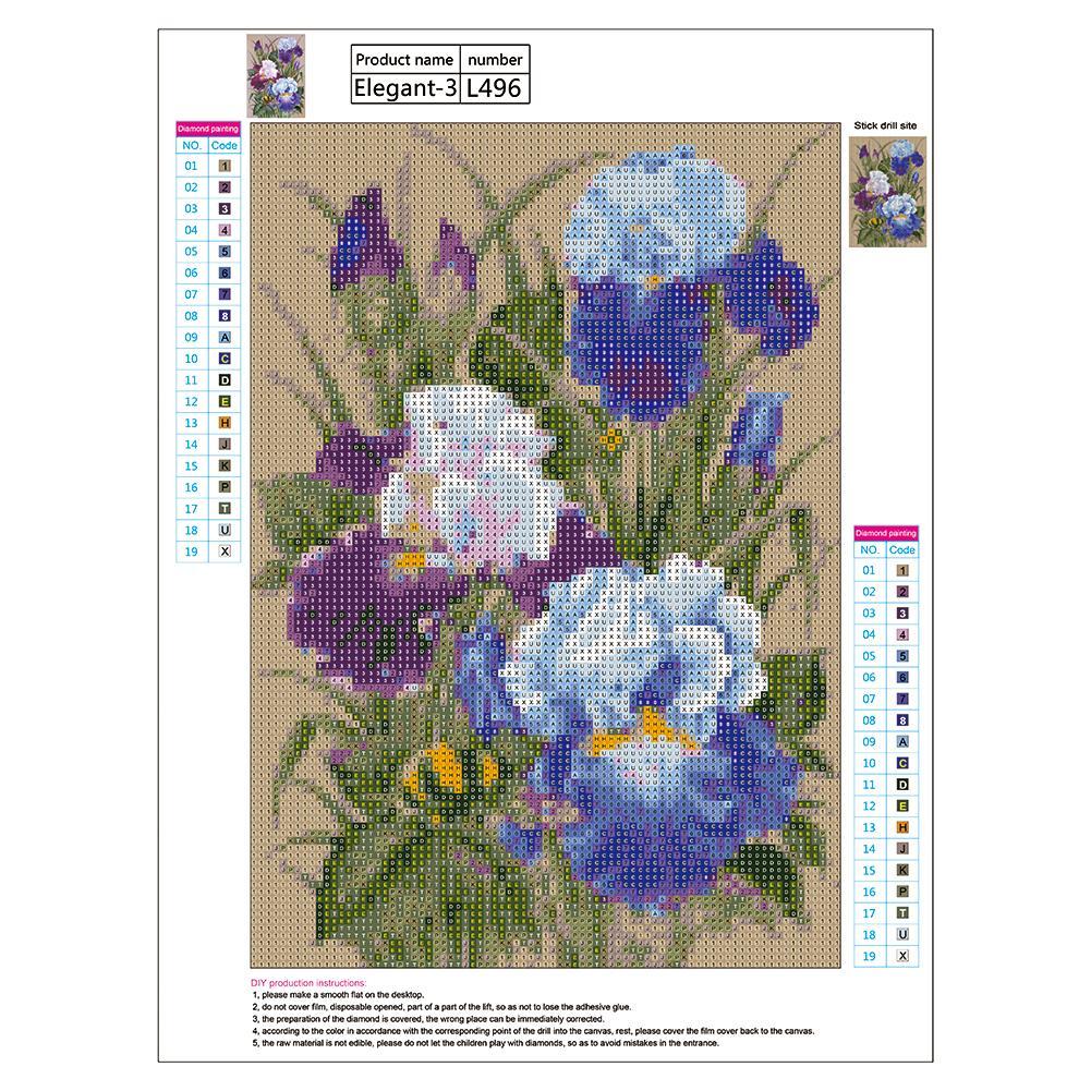 5D DIY Full Drill Diamond Painting Flowers Cross Stitch Embroidery Mosaic