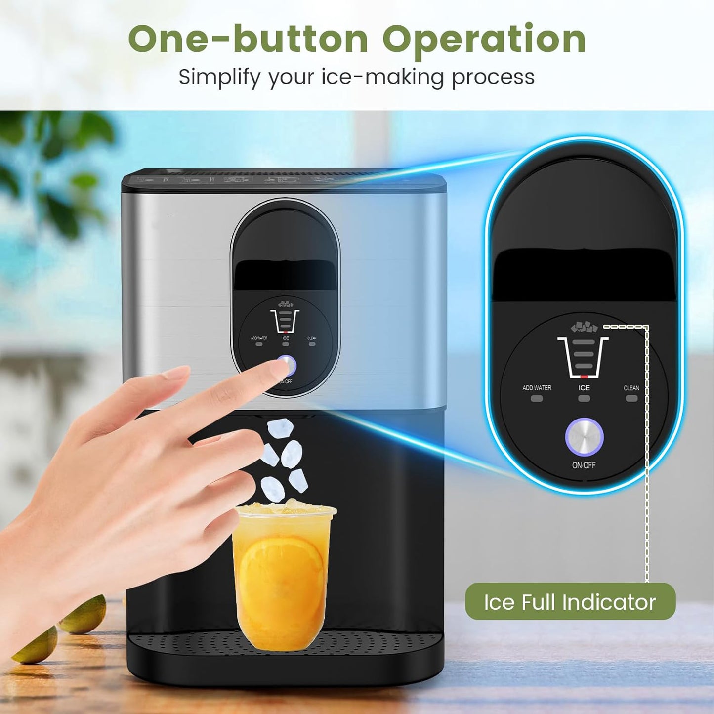 Self Dispensing Nugget Ice Maker Countertop, 56 Lbs/24H Soft Chewable Ice, Pebble Ice Maker with Self-Cleaning, One-Button Operation, Portable Stainless Steel Ice Maker for Home Office Party