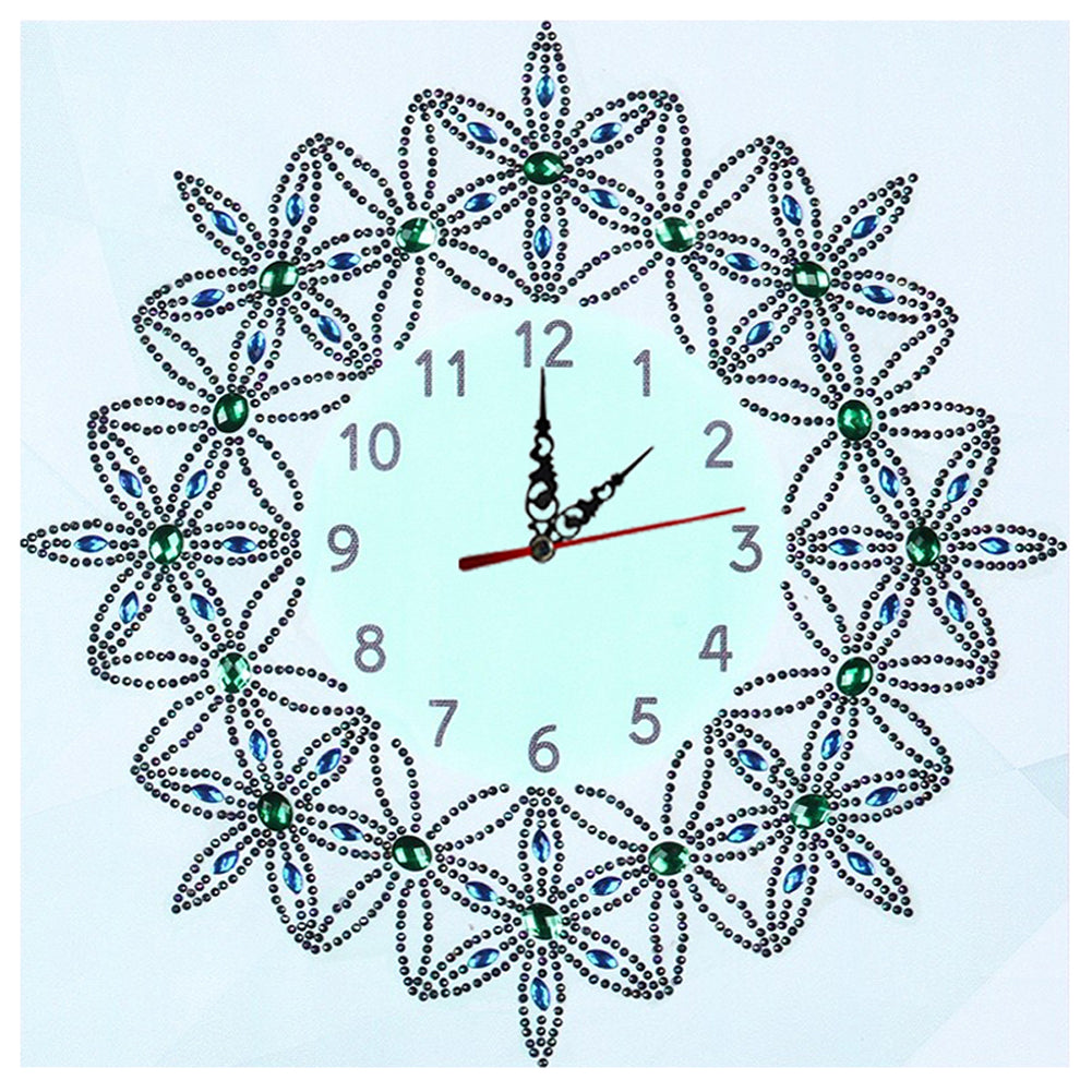 DIY Diamond Painting White Flower Wall Clock Craft Art Decor
