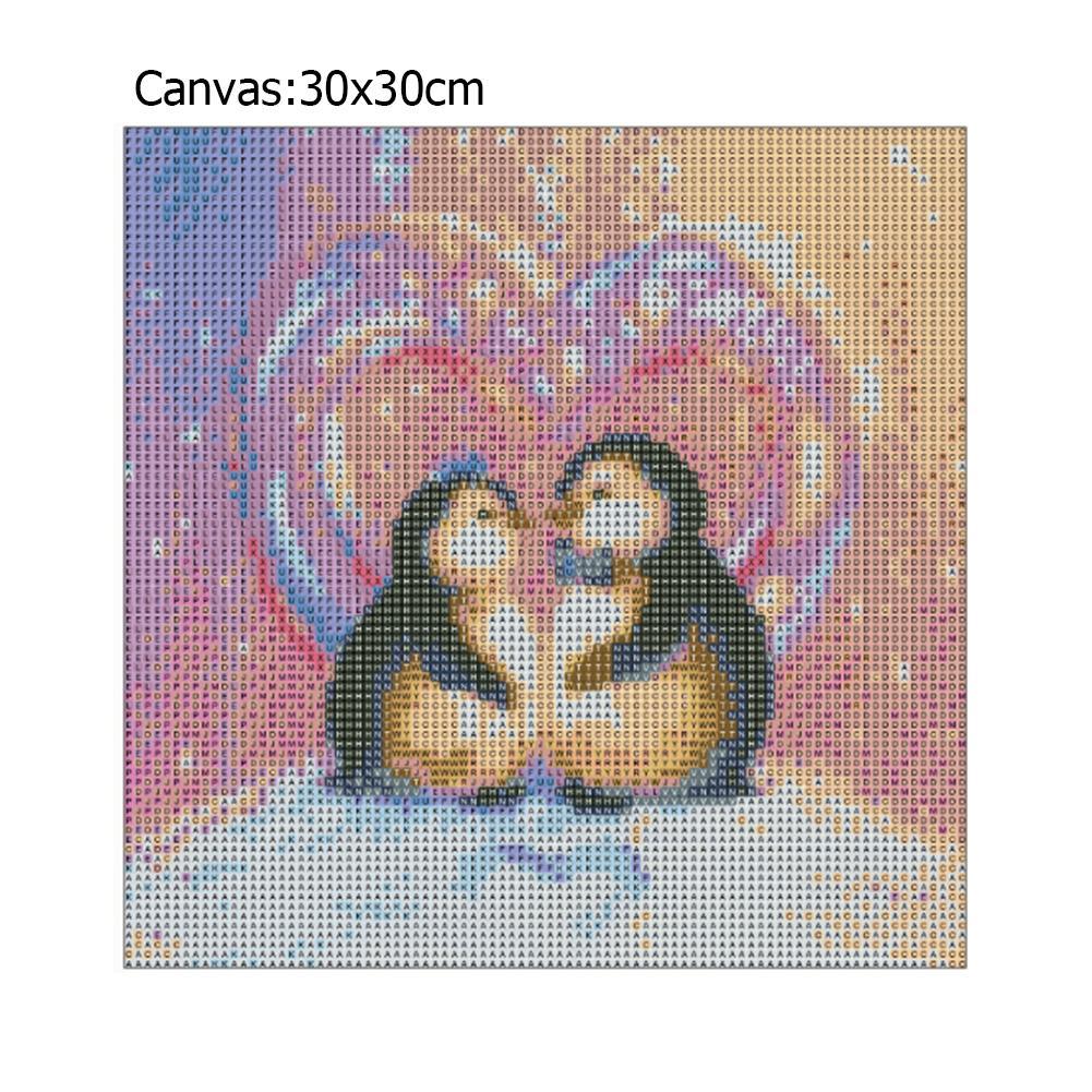 2 Penguins 5D DIY Full Drill Round Diamond Painting Embroidery Cross Stitch