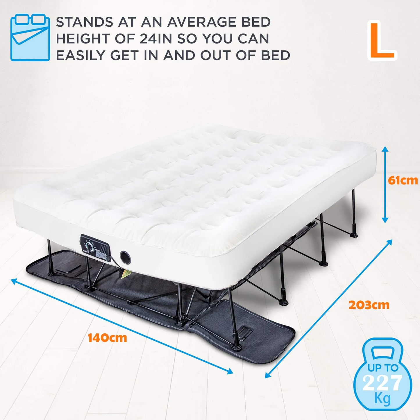 King Size Air Mattress with Built in Pump & Anti-Deflate Technology