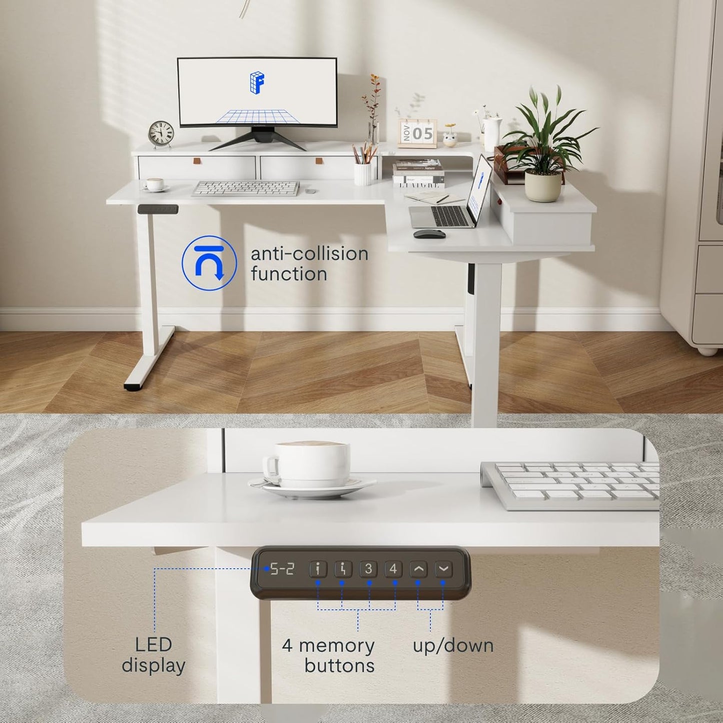 L Shaped Electric Standing Desk