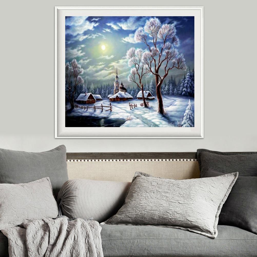 Snow Scene - Full Round Drill Diamond Painting
