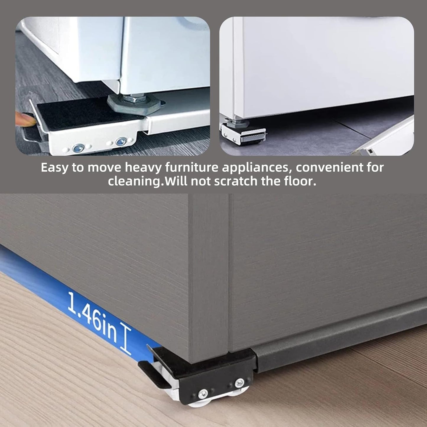 Washing Machine Base Frame with Wheels, Refrigerator Refrigerator Plate, Furniture Roller Guide, Adjustable 45-72 cm, Bear Load 700 kg, Stable and Non-Slip, for Washing Machines, Dryers