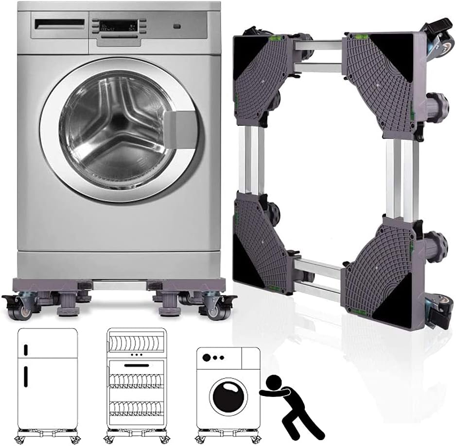 Washing Machine Base Frame with Wheels, Refrigerator Refrigerator Plate, Furniture Roller Guide, Adjustable 45-72 cm, Bear Load 700 kg, Stable and Non-Slip, for Washing Machines, Dryers