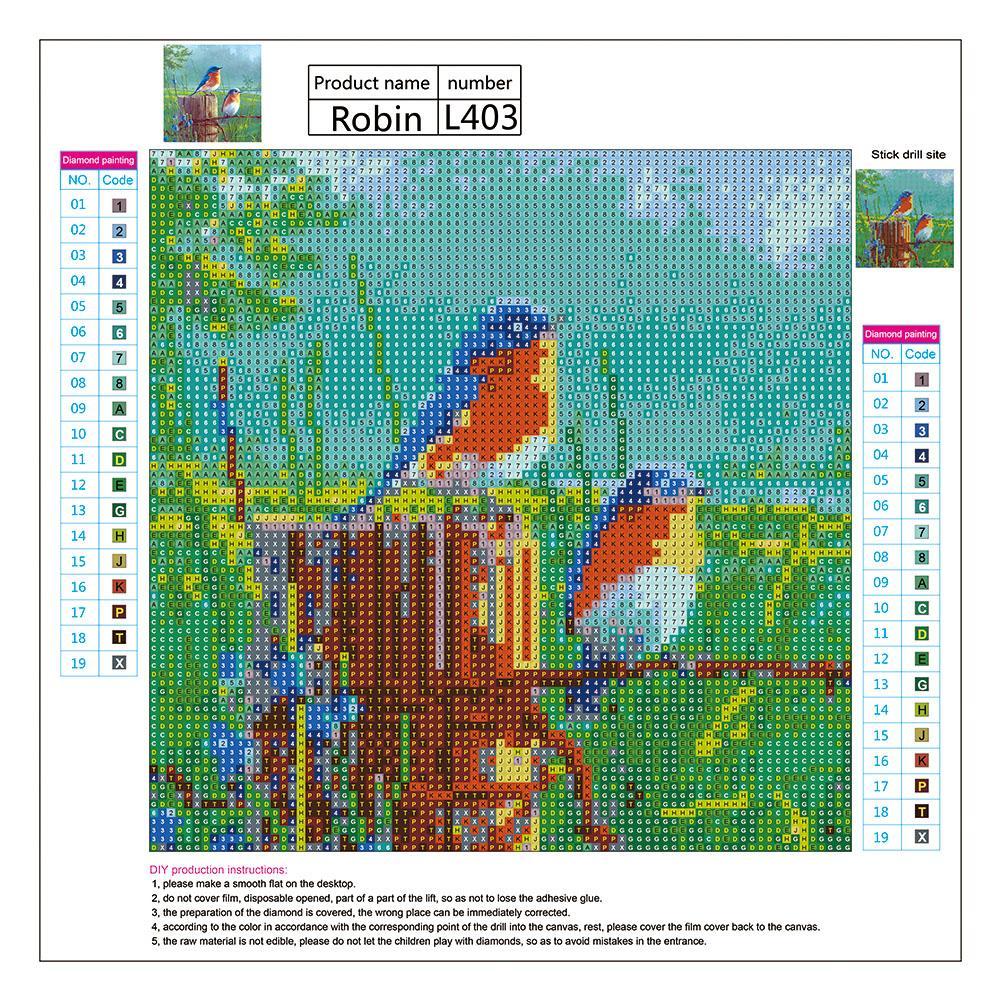 5D DIY Full Drill Diamond Painting Standing Birds Cross Stitch Embroidery