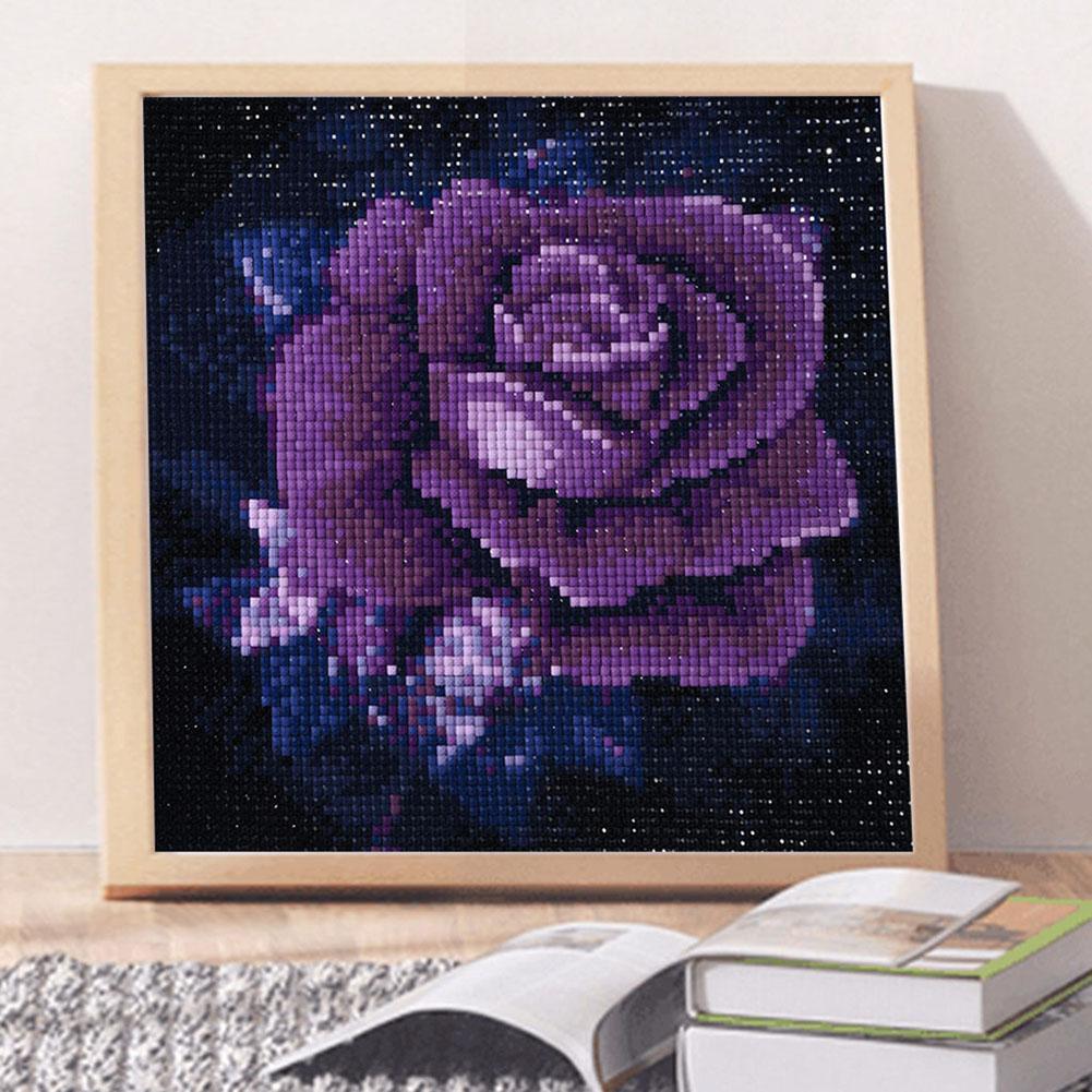 5D DIY Full Drill Square Diamond Painting Purple Rose Cross Stitch Mosaic
