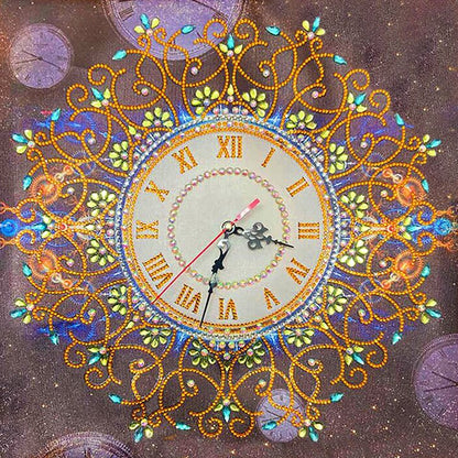 DIY Diamond Painting White Flower Wall Clock Craft Art Decor