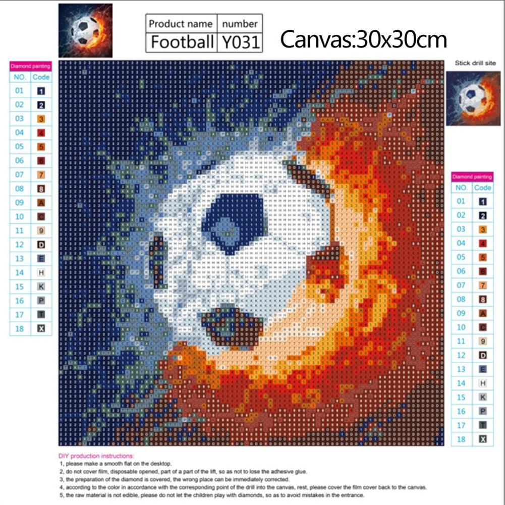 Football DIY Full Drill Round 5D Diamond Painting Embroidery Cross Stitch