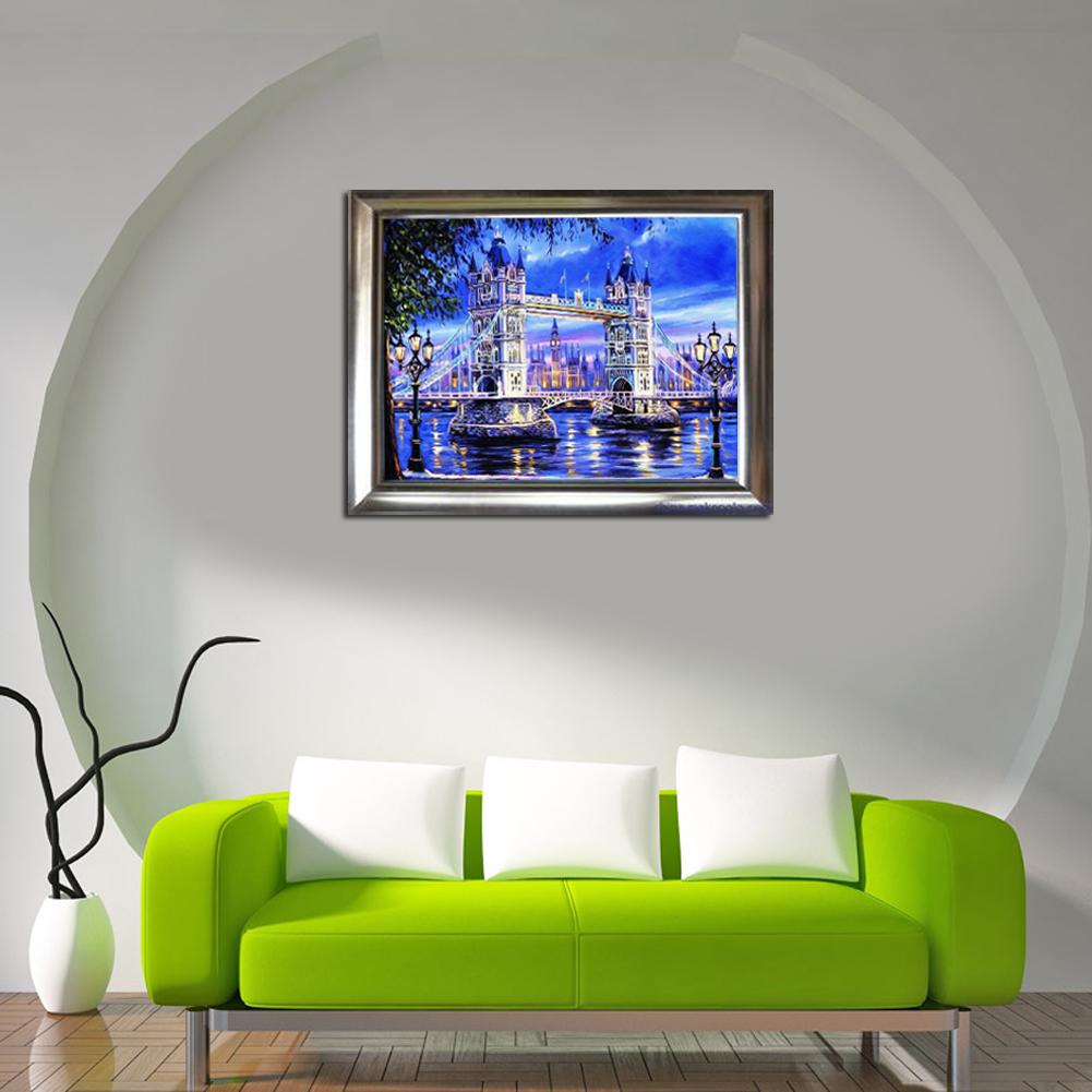 5D DIY Round Drill Diamond Painting Tower Bridge Cross Stitch Embroidery