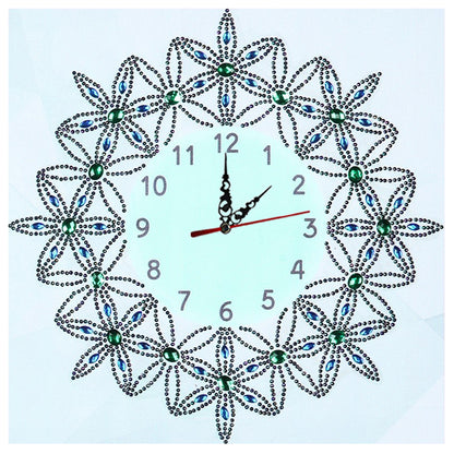 DIY Diamond Painting White Flower Wall Clock Craft Art Decor