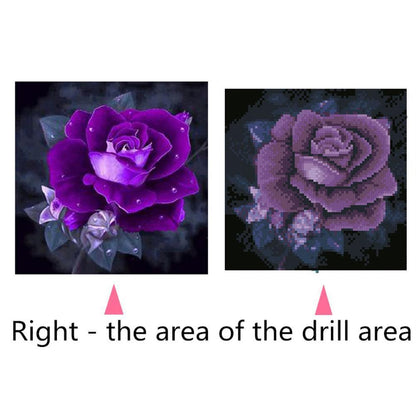 5D DIY Full Drill Square Diamond Painting Purple Rose Cross Stitch Mosaic