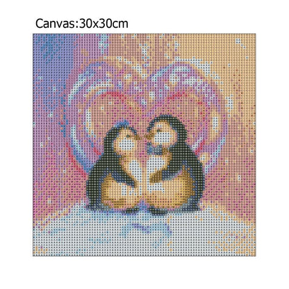 2 Penguins 5D DIY Full Drill Round Diamond Painting Embroidery Cross Stitch