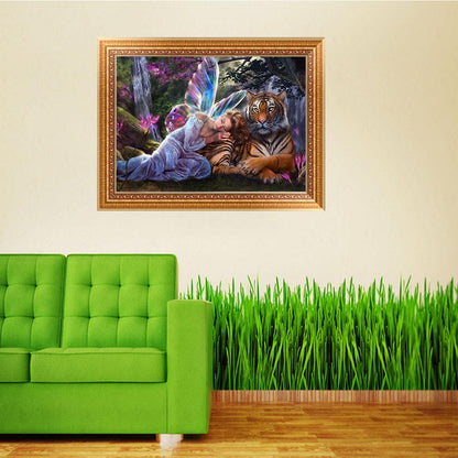 New 5D DIY Diamond Painting Embroidery Mosaic Cross Stitch Angel and Tiger