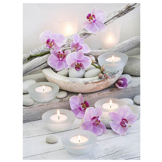 Flower Candle 5D Diamond DIY Painting Kit Cross Stitch Home Decor Craft