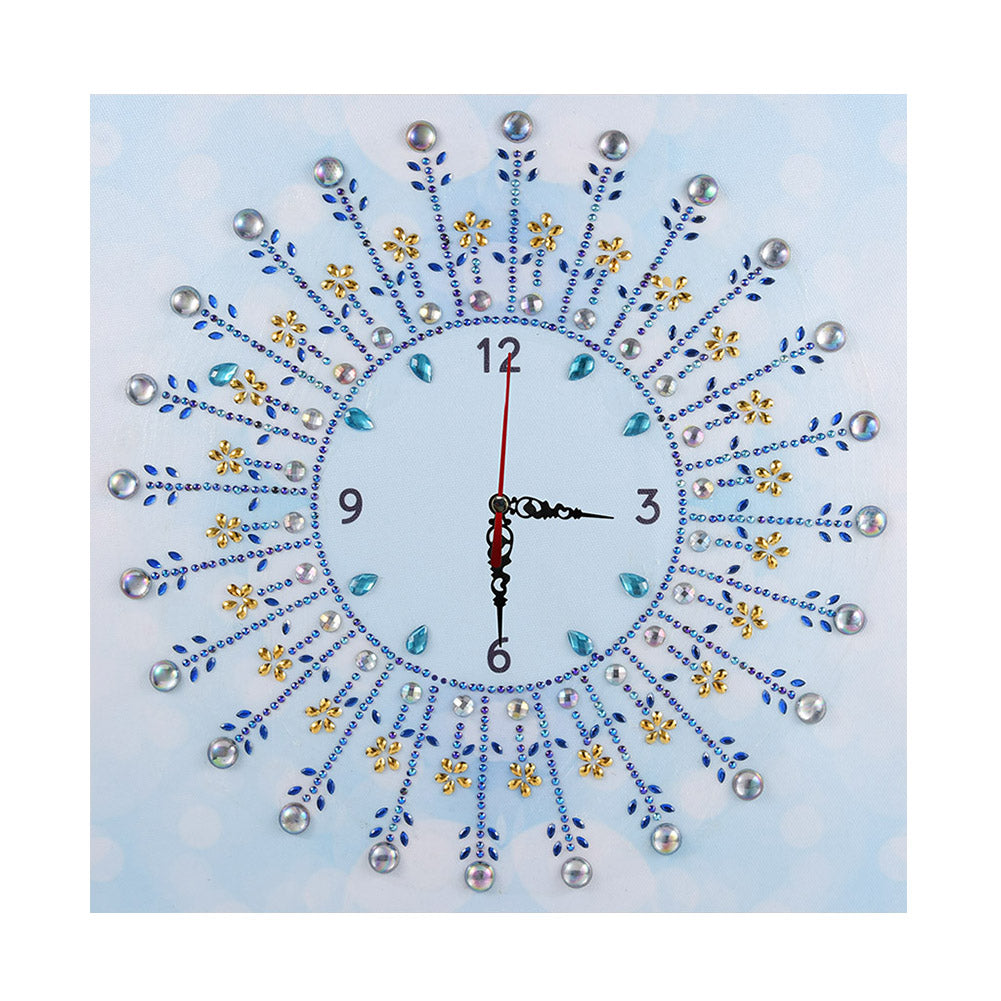 DIY Diamond Painting White Flower Wall Clock Craft Art Decor