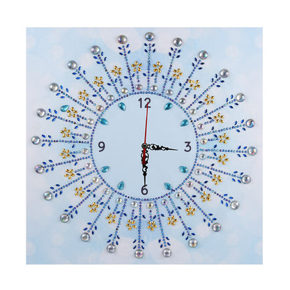 DIY Diamond Painting White Flower Wall Clock Craft Art Decor