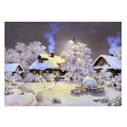 DIY 5D Diamond Snow House Painting Embroidery Home Decor Craft A