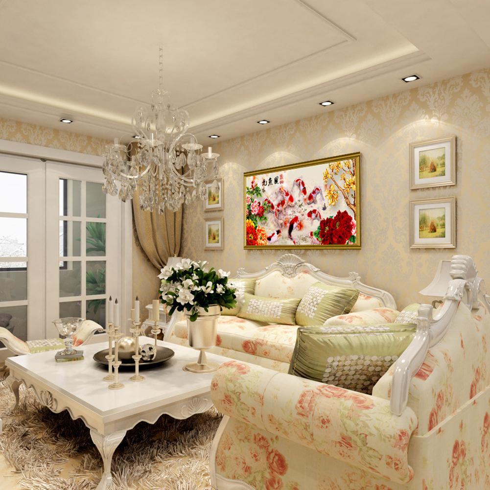 (80*35cm)Peony Nine Fish - Full Round Drill Diamond Painting