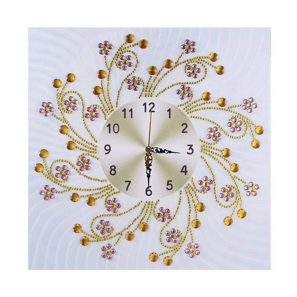 DIY Diamond Painting White Flower Wall Clock Craft Art Decor
