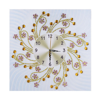DIY Diamond Painting White Flower Wall Clock Craft Art Decor