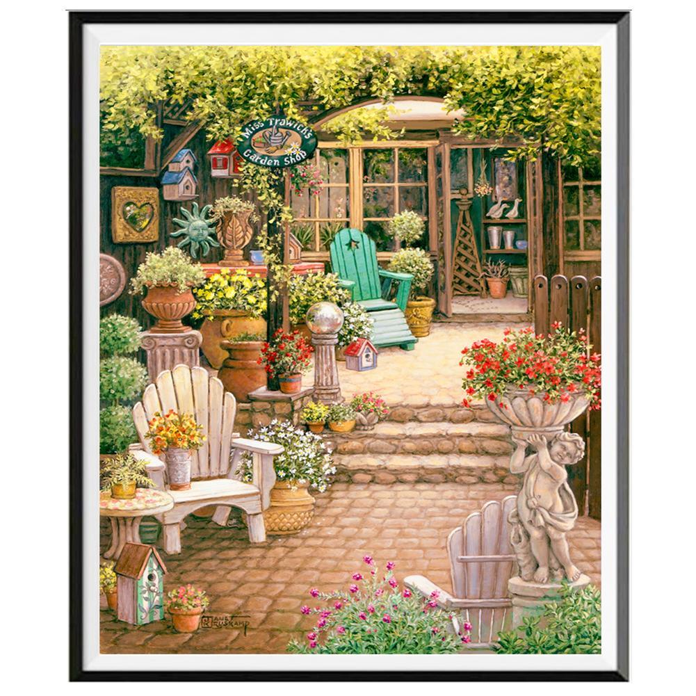 5D DIY Full Drill Diamond Painting Quiet Yard Cross Stitch Embroidery Kits