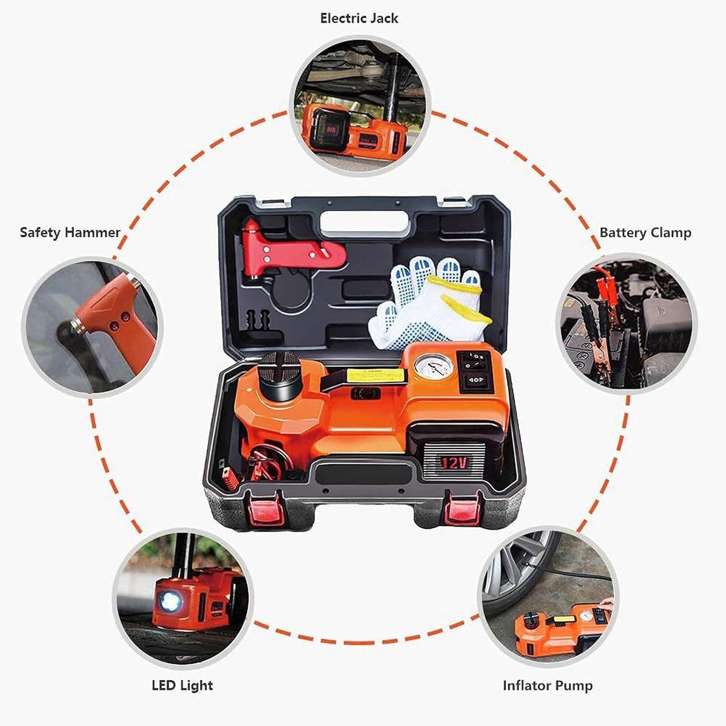 DYTWXG Electric Hydraulic Car Jack, 5 TON 12V, Compatible with Automobile and SUV, Car Jack with Electric Key Kit, Weight Capacity 10000 Pounds, Height Adjustable from 6.1 to 17.7 Inches