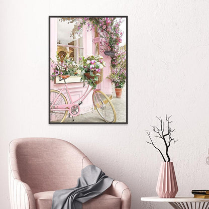 5D DIY Full Drill Diamond Painting Pink Bicycle Cross Stitch Embroidery Kit