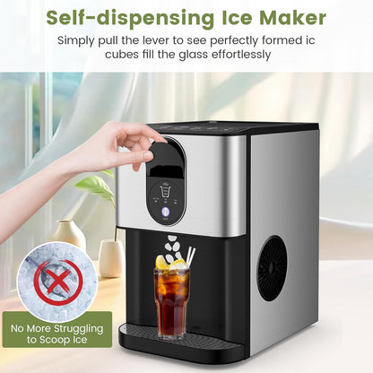 Self Dispensing Nugget Ice Maker Countertop, 56 Lbs/24H Soft Chewable Ice, Pebble Ice Maker with Self-Cleaning, One-Button Operation, Portable Stainless Steel Ice Maker for Home Office Party