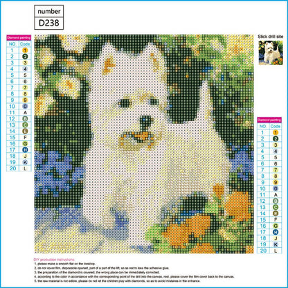5D DIY Full Drill Diamond Painting White Puppy Cross Stitch Embroidery Kit
