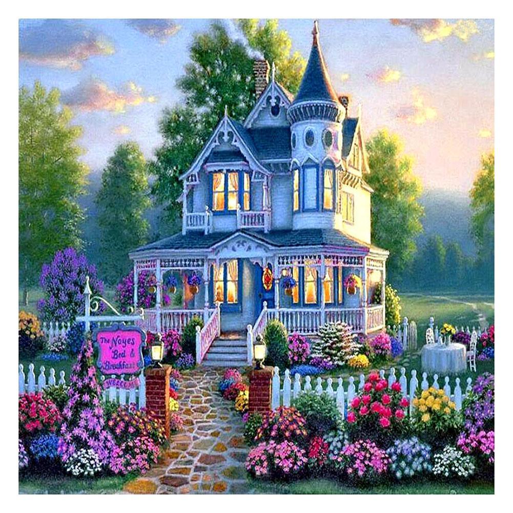 Flower Villa - Full Round Drill Diamond Painting
