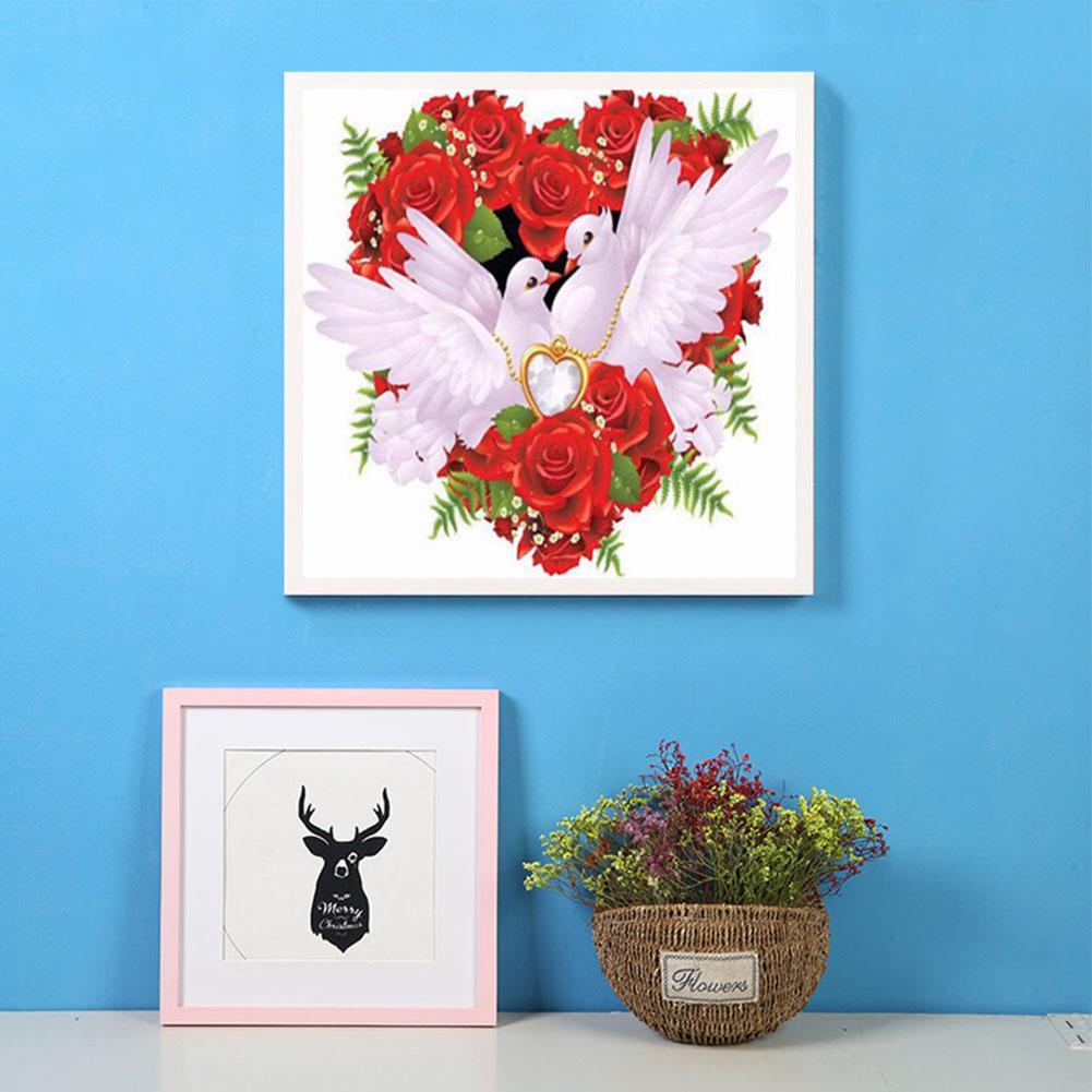 Rose Love Pigeon DIY Full Drill Diamond Painting Embroidery Cross Stitch