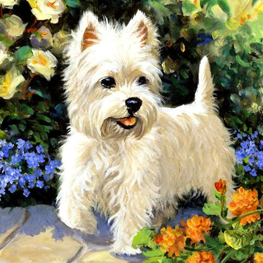 5D DIY Full Drill Diamond Painting White Puppy Cross Stitch Embroidery Kit
