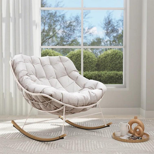 E-Coated Outdoor Rocking Chair with Cushion for Patio & Garden