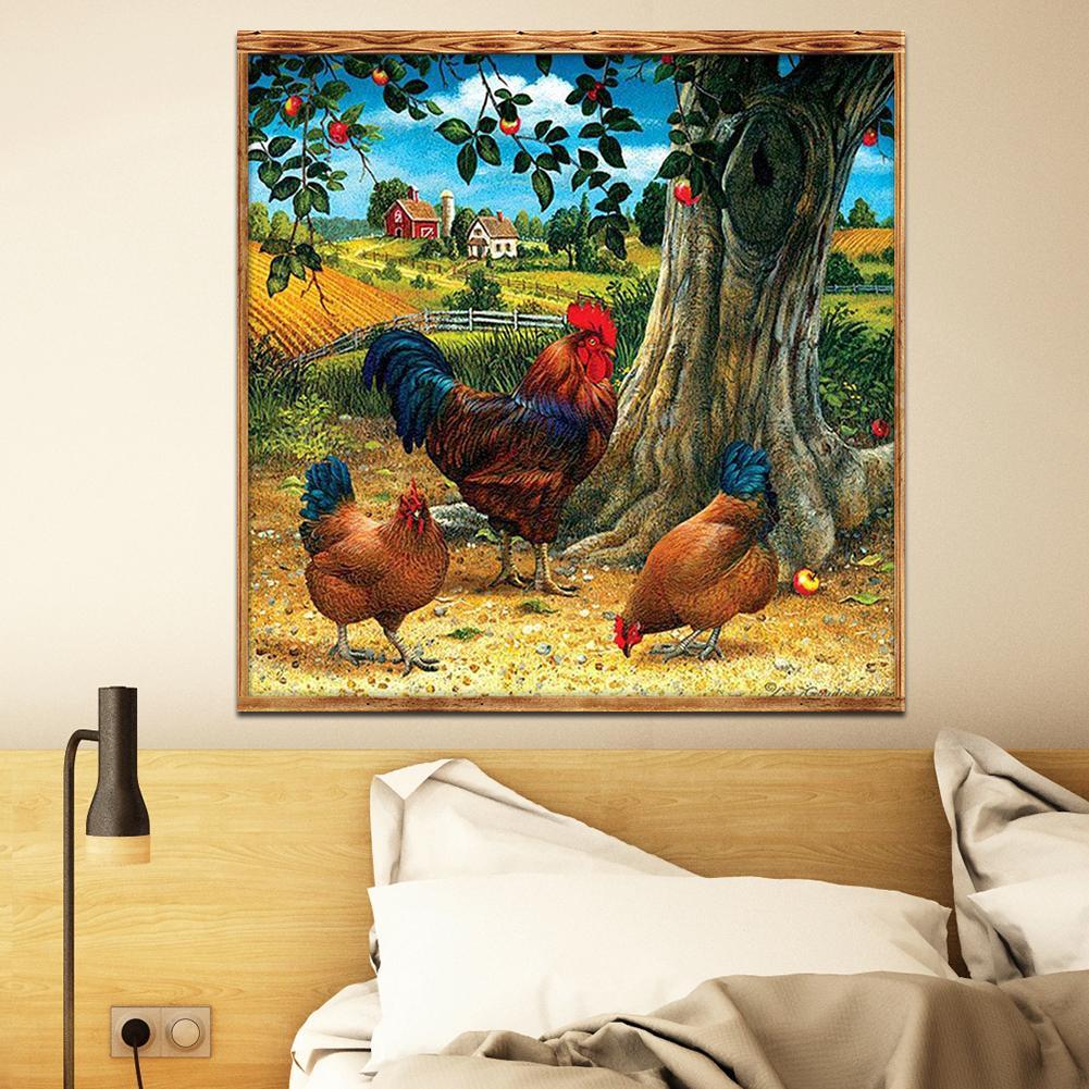 5D DIY Full Drill Diamond Painting Village Fowl Cross Stitch Embroidery Kit