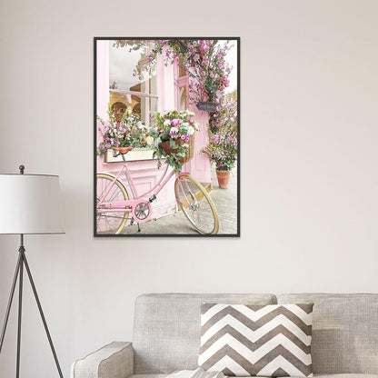 5D DIY Full Drill Diamond Painting Pink Bicycle Cross Stitch Embroidery Kit