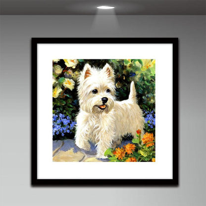 5D DIY Full Drill Diamond Painting White Puppy Cross Stitch Embroidery Kit
