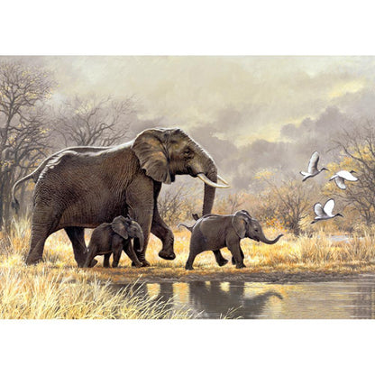 5D DIY Full Drill Diamond Painting Elephants Cross Stitch Embroidery Mosaic