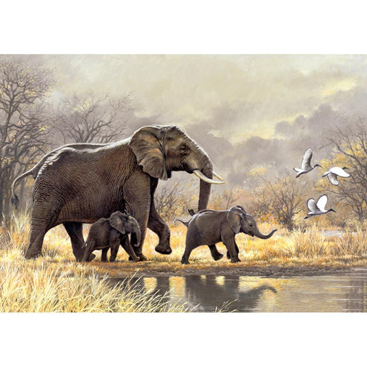 5D DIY Full Drill Diamond Painting Elephants Cross Stitch Embroidery Mosaic