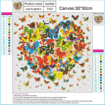 Butterfly Heart - Full Round Drill Diamond Painting