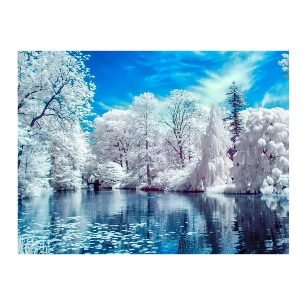 Snow Lake 5D DIY Diamond Painting Cross Stitch Embroidery Home Decor Craft