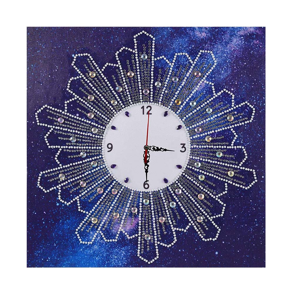 DIY Diamond Painting White Flower Wall Clock Craft Art Decor