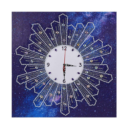 DIY Diamond Painting White Flower Wall Clock Craft Art Decor