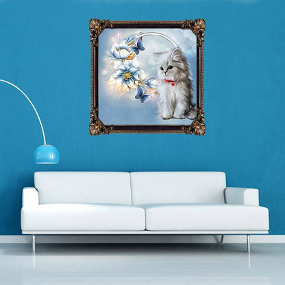5D Cat Diamond Painting Cross Stitch Kit Needlework Rhinestone Mosaic Decor