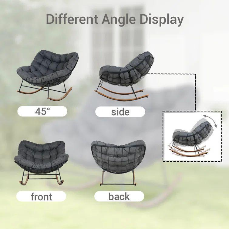 E-Coated Outdoor Rocking Chair with Cushion for Patio & Garden