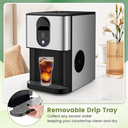 Self Dispensing Nugget Ice Maker Countertop, 56 Lbs/24H Soft Chewable Ice, Pebble Ice Maker with Self-Cleaning, One-Button Operation, Portable Stainless Steel Ice Maker for Home Office Party