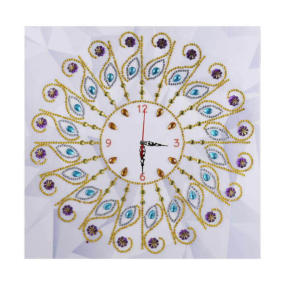 DIY Diamond Painting White Flower Wall Clock Craft Art Decor