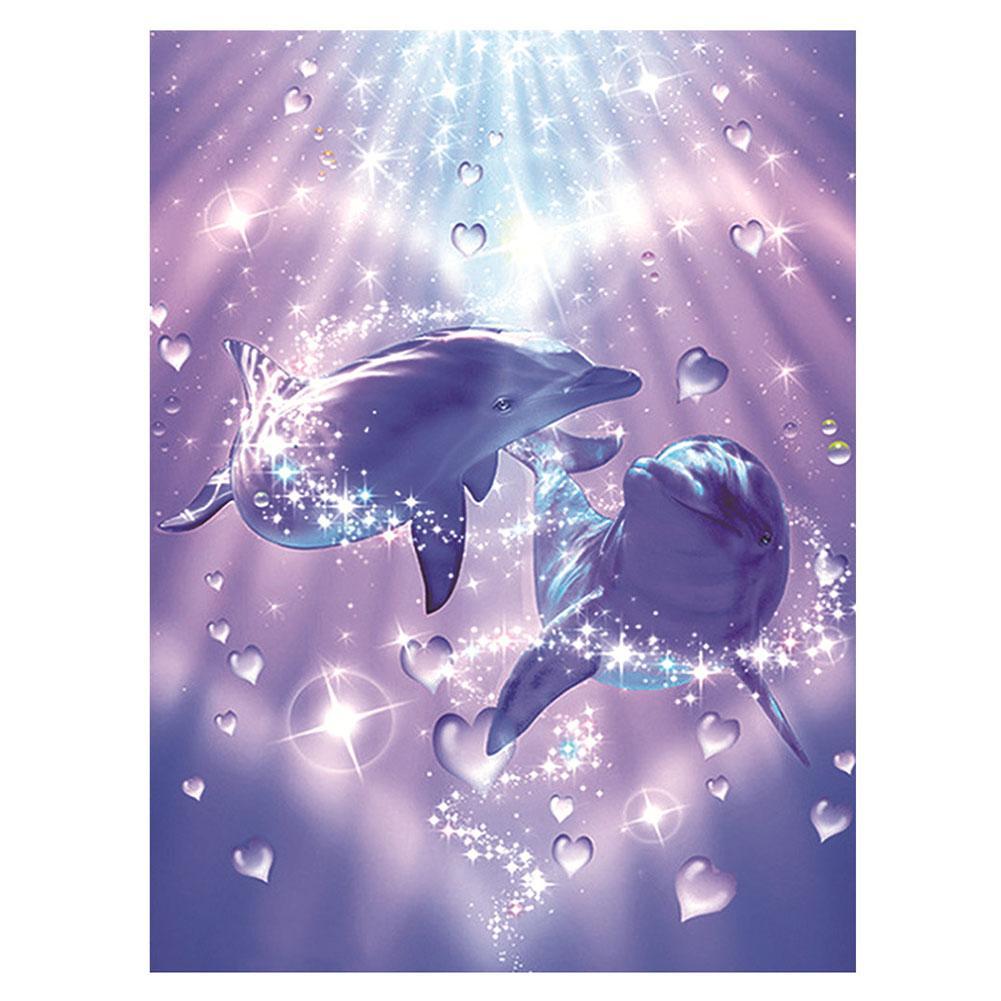 5D Dolphin Lovers Diamond Painting Embroidery DIY Full Drill Cross Stitch