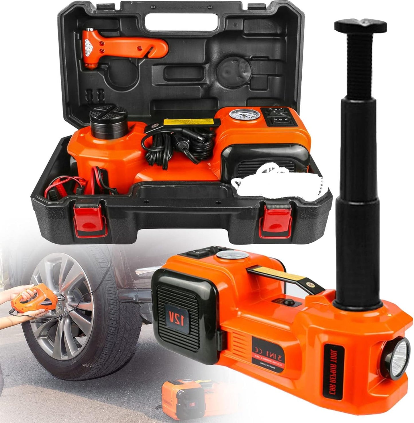 DYTWXG Electric Hydraulic Car Jack, 5 TON 12V, Compatible with Automobile and SUV, Car Jack with Electric Key Kit, Weight Capacity 10000 Pounds, Height Adjustable from 6.1 to 17.7 Inches