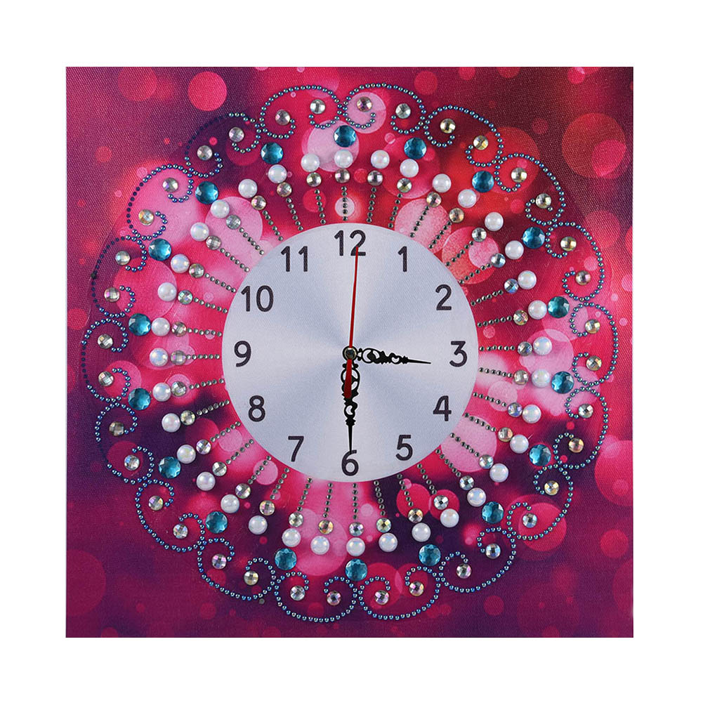 DIY Diamond Painting White Flower Wall Clock Craft Art Decor